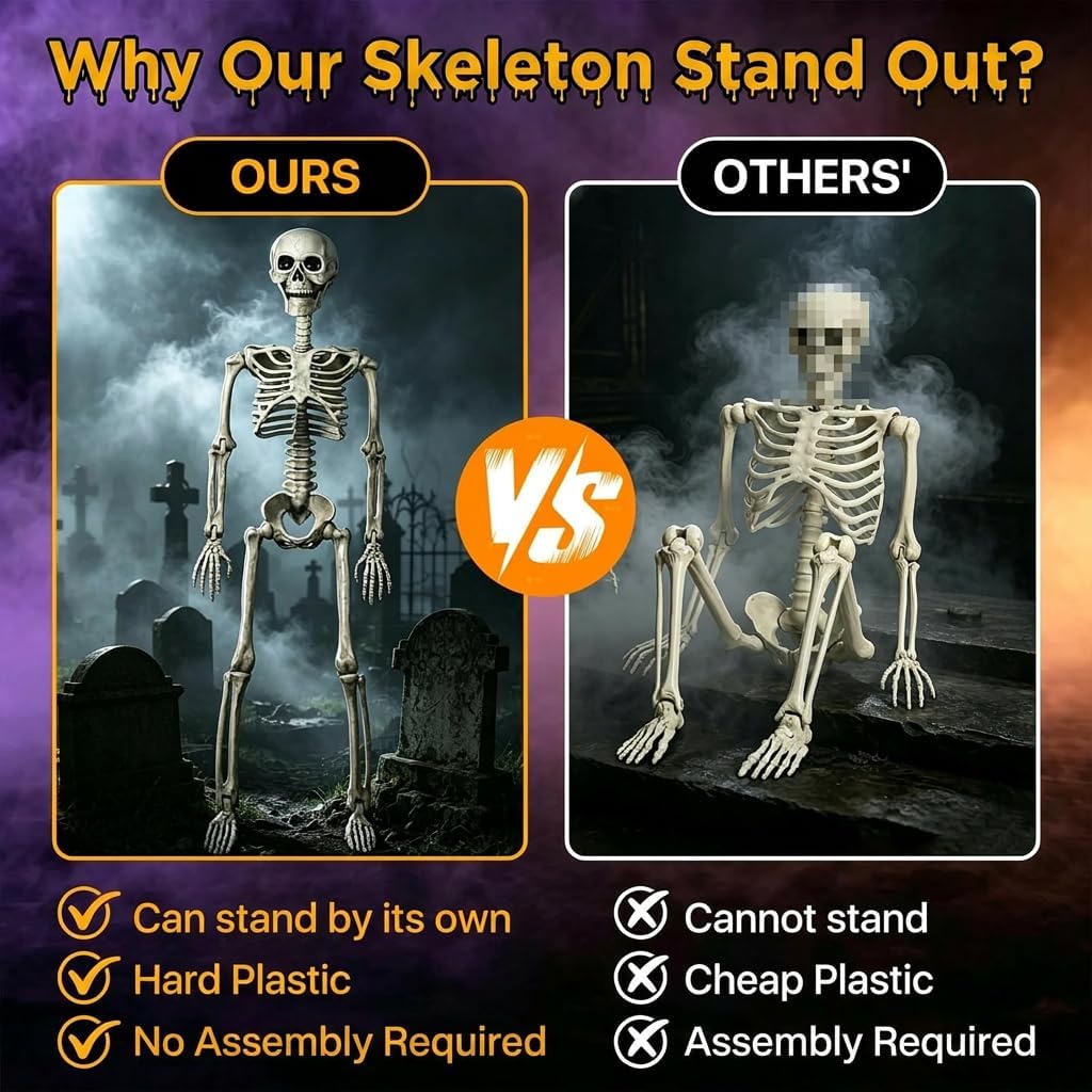 wymulot 2-Pack 40-Inch Posable Halloween Skeletons – 2 Pack 40 Inches Halloween Skeleton – product detail
