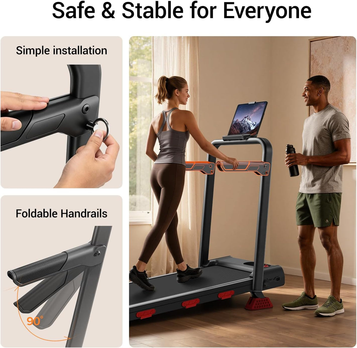 LONTEK Walking Treadmill – Ivory Black – product detail