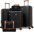 KUNEL XRK-5PCS-Black Luggage Set – 5 Piece Sets (20/24/28/DB/TB), Black