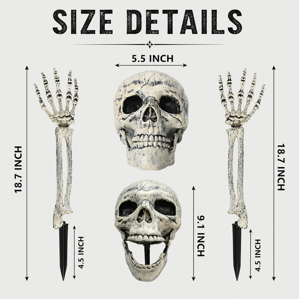 AISENO 3-Piece Halloween Skeleton Groundbreaker Stake Set – Gray – product detail