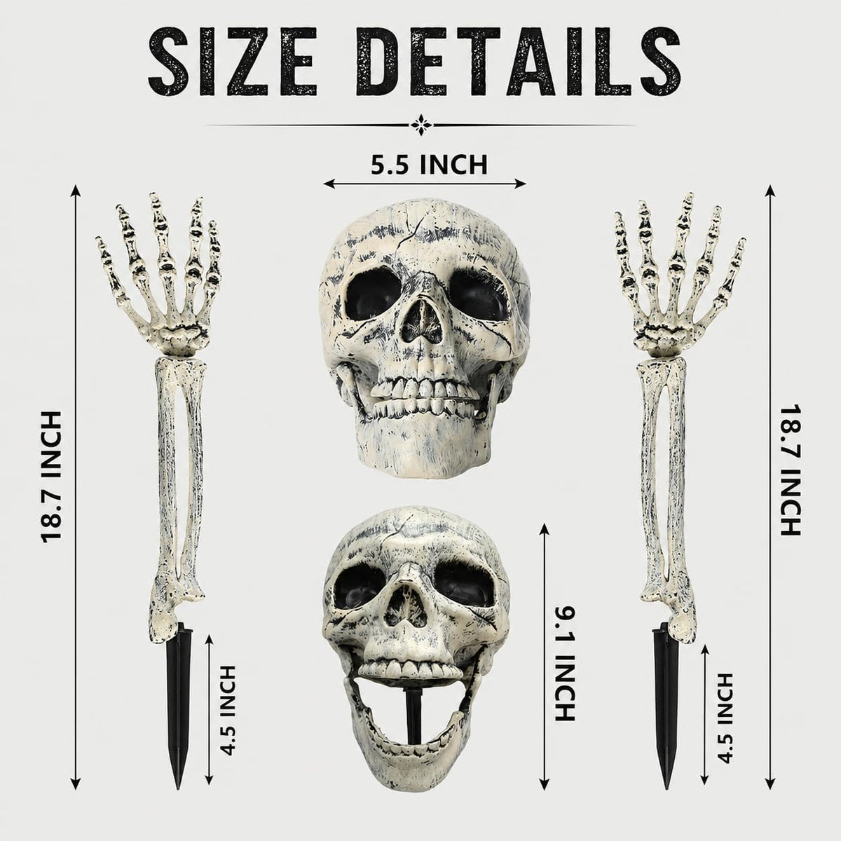 AISENO 3-Piece Halloween Skeleton Groundbreaker Stake Set – Gray – product detail