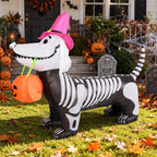 GOOSH 5.5-Foot Halloween Skeleton Dog & Pumpkin Inflatable – White – product detail