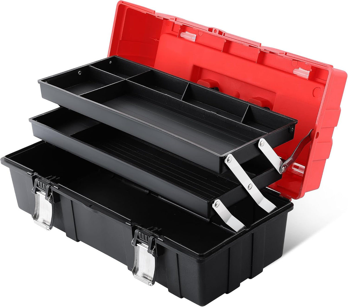 MAXPOWER MXP58 16-Inch Three-Tier Folding Tool Box – Red – product detail
