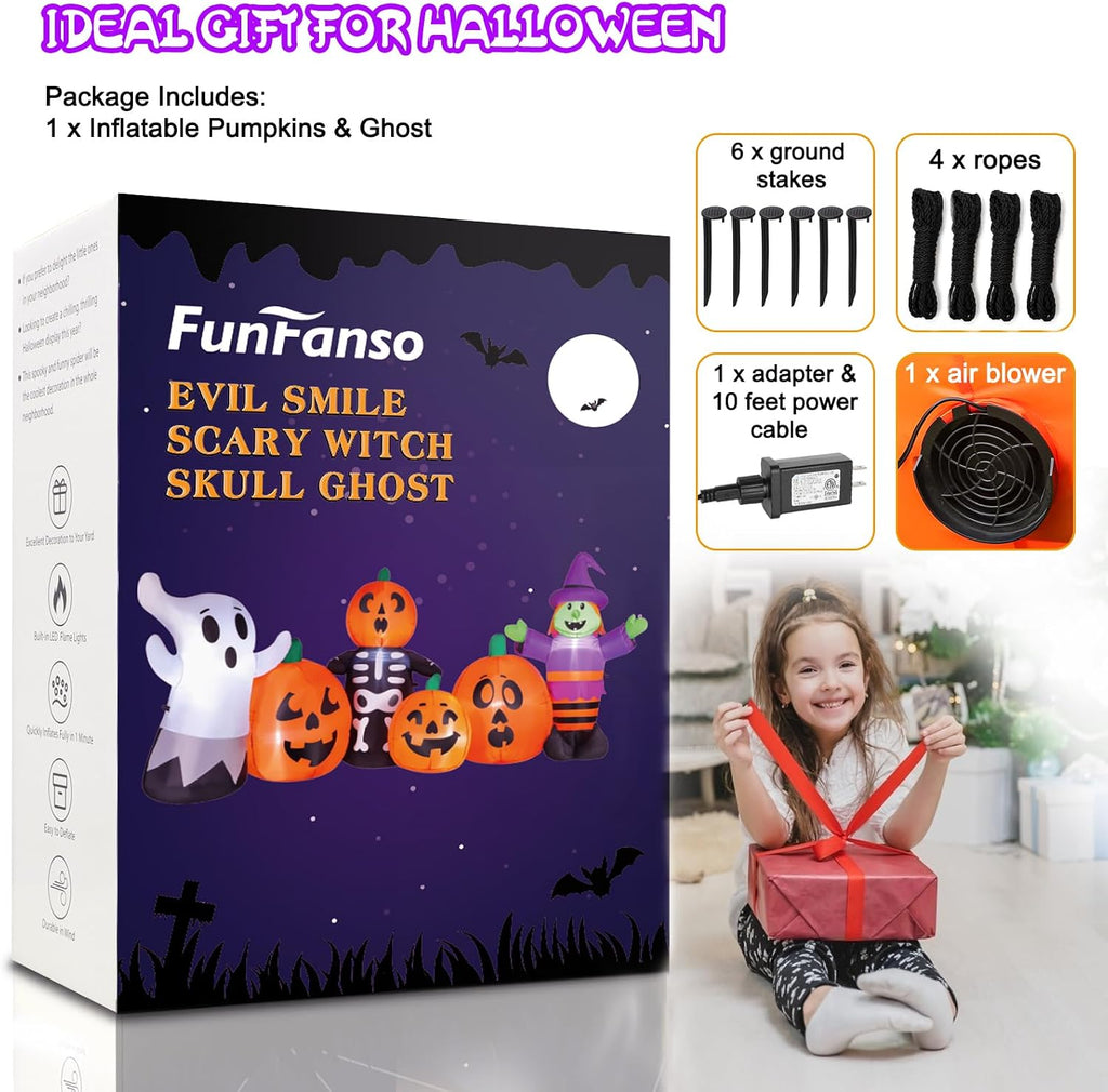 FunFanso HL22052-240 8-Foot Halloween Pumpkin & Witch & Ghost Inflatable – 8FT Ghost Witch, Multicolor – 8FT Ghost Witch / Multicolor – product detail