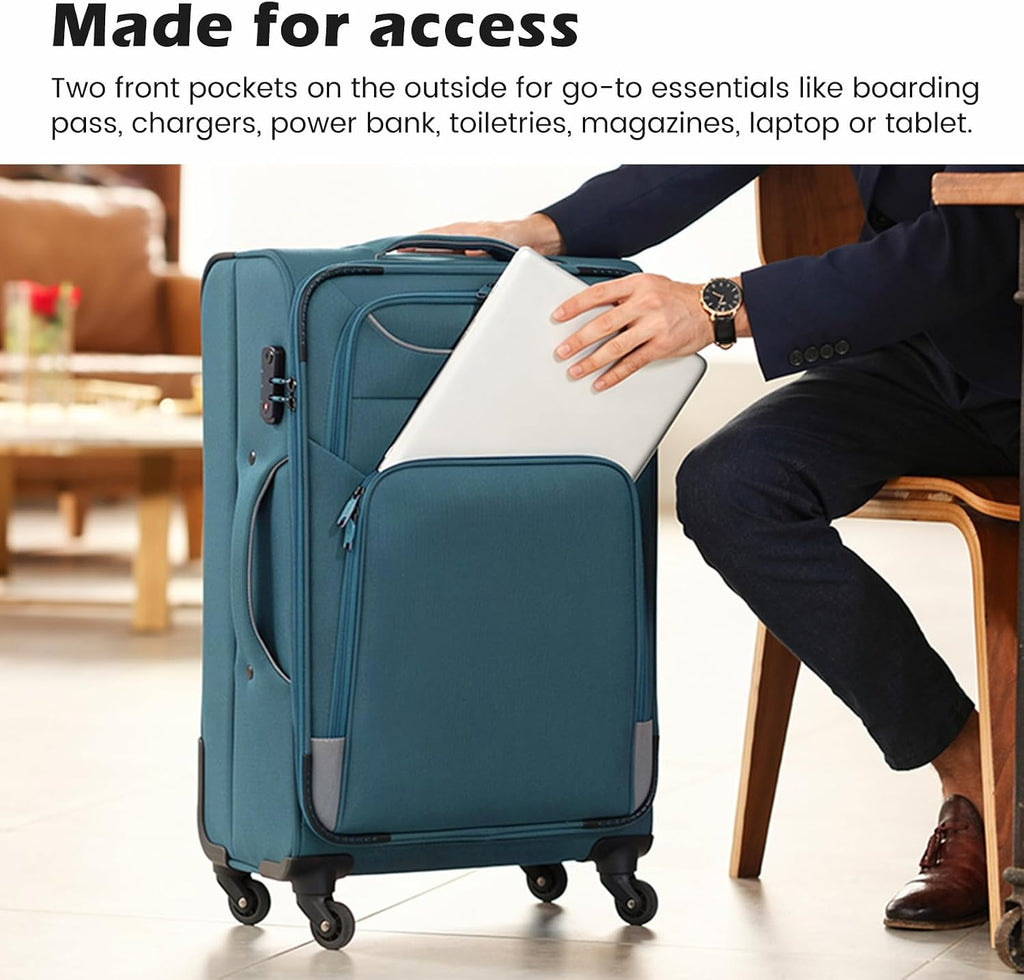 Coolife YD000055EAA Softside Luggage Set – 4 Piece Set, black+blue – black+blue / 4 Piece Set – product detail