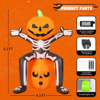 COMIN 69265 5-Foot Halloween Skull & Skeleton & Pumpkin Inflatable – Orange, Black, White – product detail