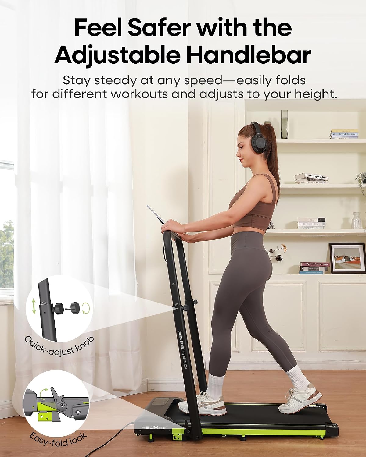 HADMAX H100 Walking Treadmill – Chartreuse – product detail