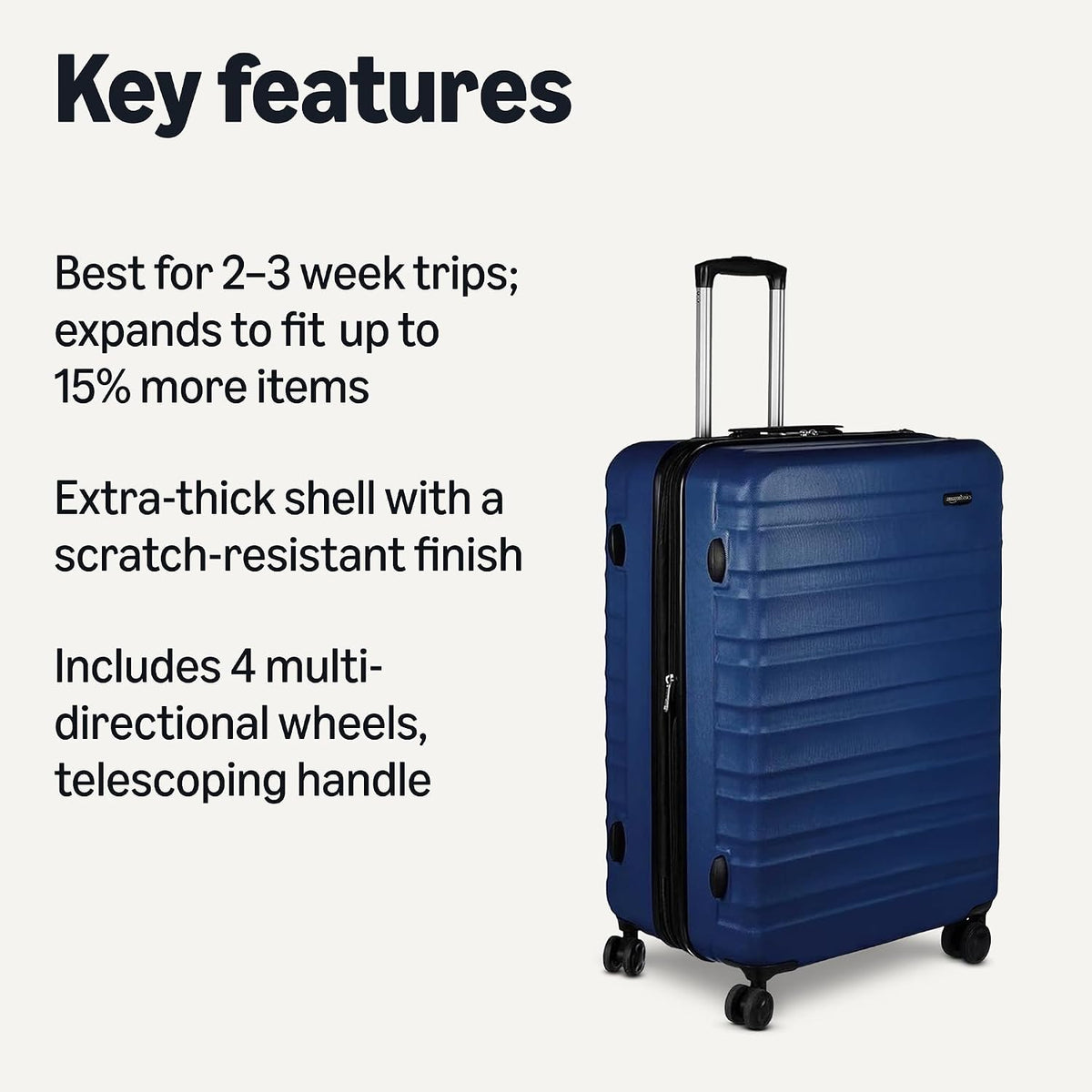 Amazon Basics Hardside Large Checked Suitcase – Navy Blue / Large Checked – product detail