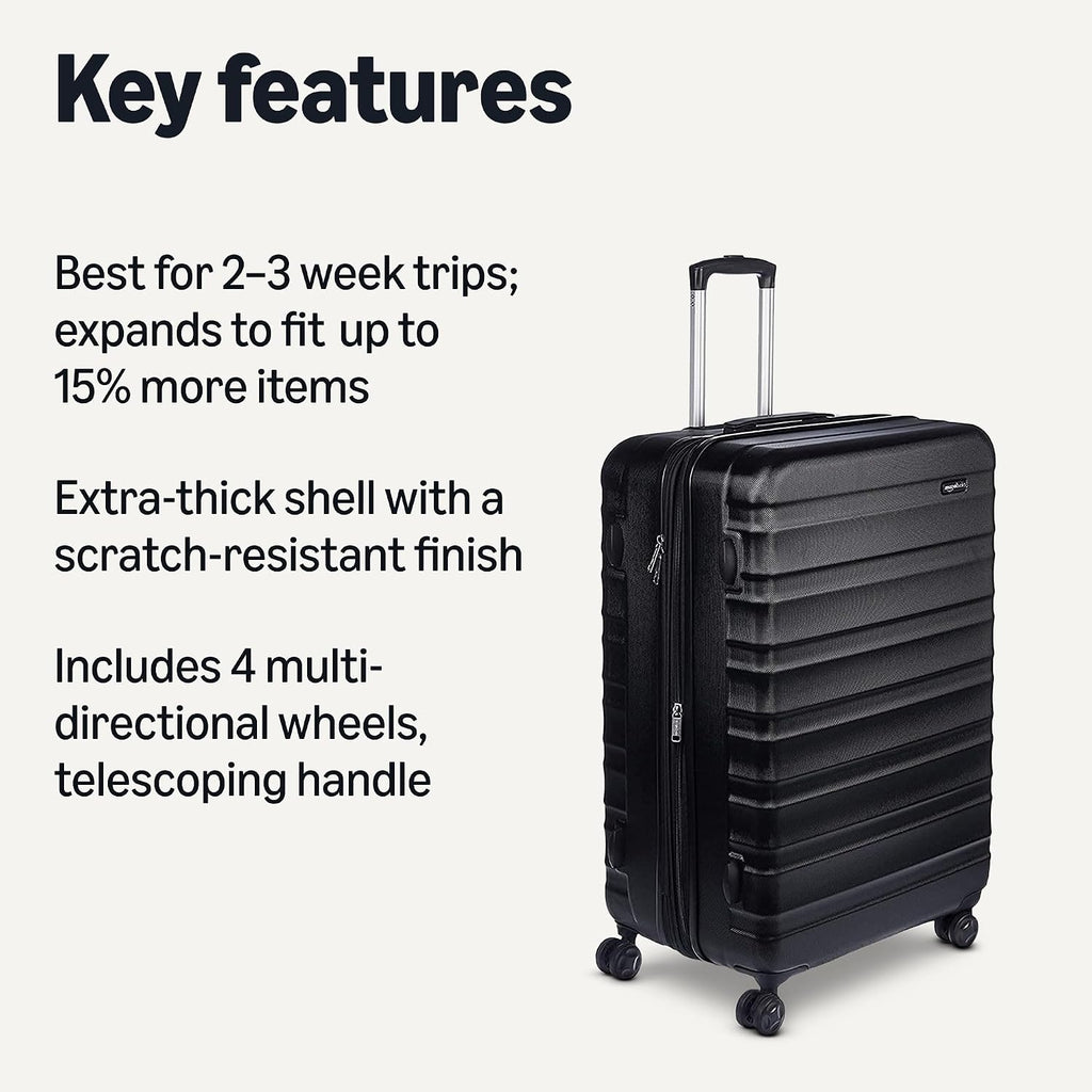 Amazon Basics Hardside Large Checked Suitcase – Black / Large Checked – product detail