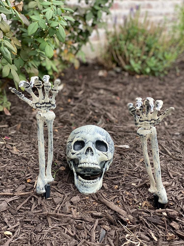 AISENO 3-Piece Halloween Skeleton Groundbreaker Stake Set – Gray – product detail