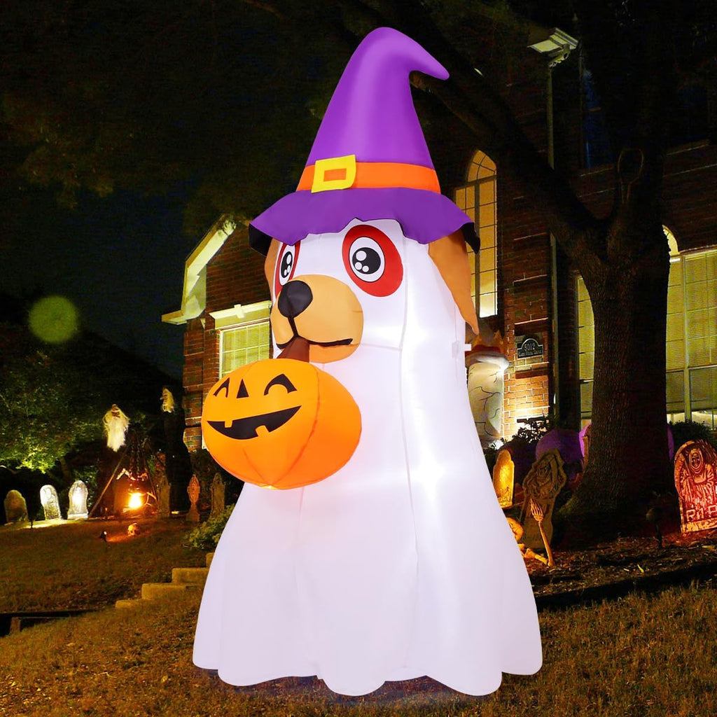 GOOSH 69431 6.2-Foot Halloween Dog & Ghost & Pumpkin Inflatable – White – product detail