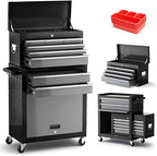 AIRAJ 327Black-tool chest 8-Drawer Rolling Tool Chest with Detachable Top – Black