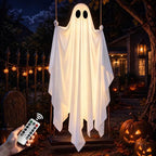JOROMIT 01 Lighted Hanging Halloween Ghost Swing Decoration – White