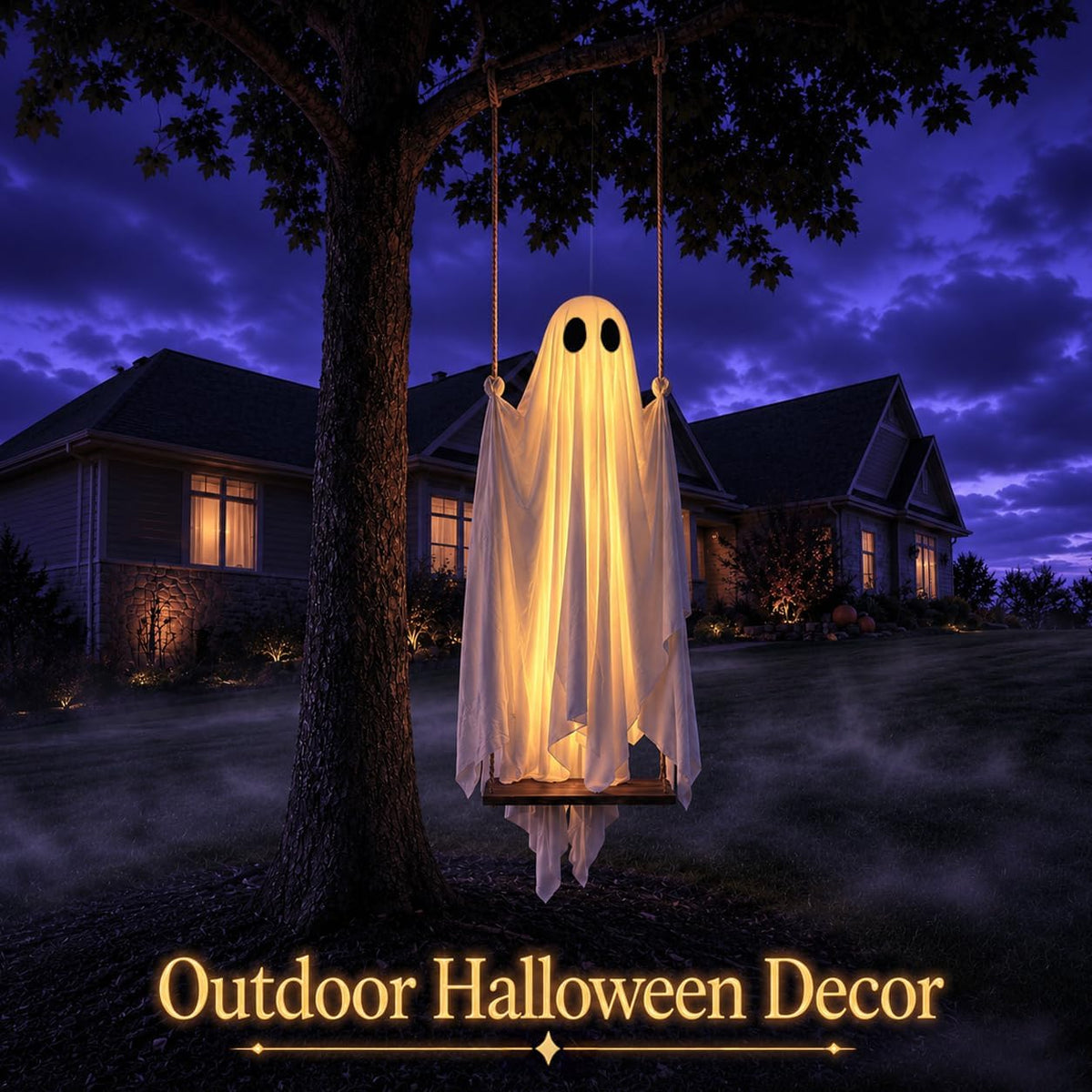 HAPPYCLUB 20260425001 5-Foot Lighted Halloween Swinging Ghost – Swing Ghost – product detail