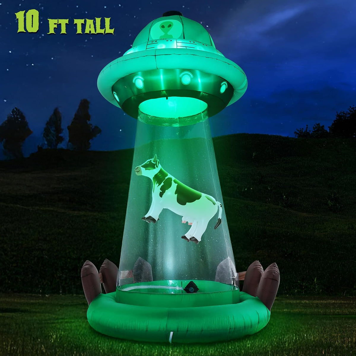 ZPISF UFO Inflatable - 001 10-Foot Halloween UFO & Cow Inflatable – 10 FT UFO Abduction – product detail