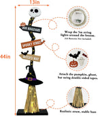 DAZONGE Lighted Wooden Halloween Witch Broom Decoration – black – product detail