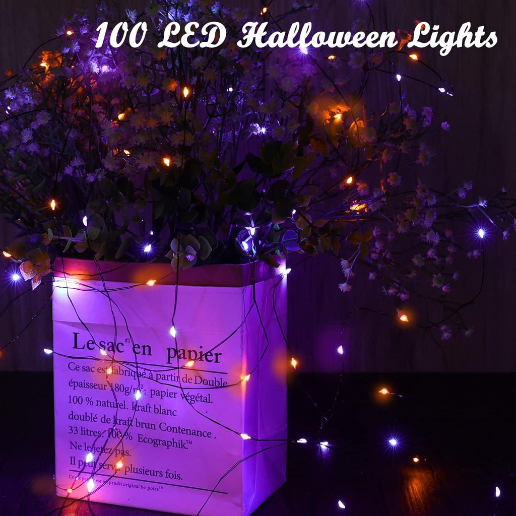 Lomotech 2-Pack 66-Foot 200-LED Solar Halloween String Lights – Orange&Purple – product detail