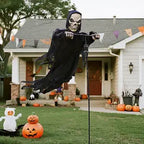 LarpGears LG-HD-04 7.8-Foot Wind-Driven Halloween Reaper Decoration – 7.8ft, Black