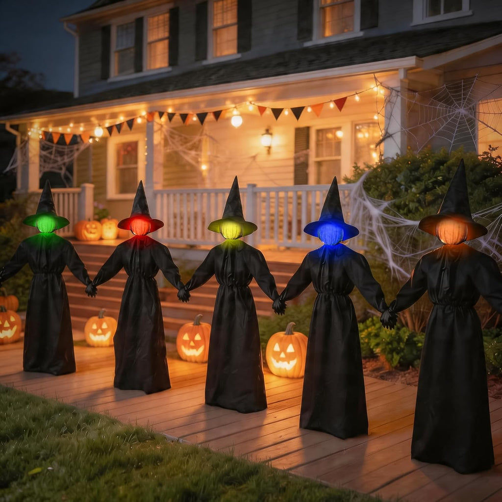 Zesua ZS113 5-Piece Lighted Halloween Witch Circle Set – 4.3 Ft Multicolor Light – product detail