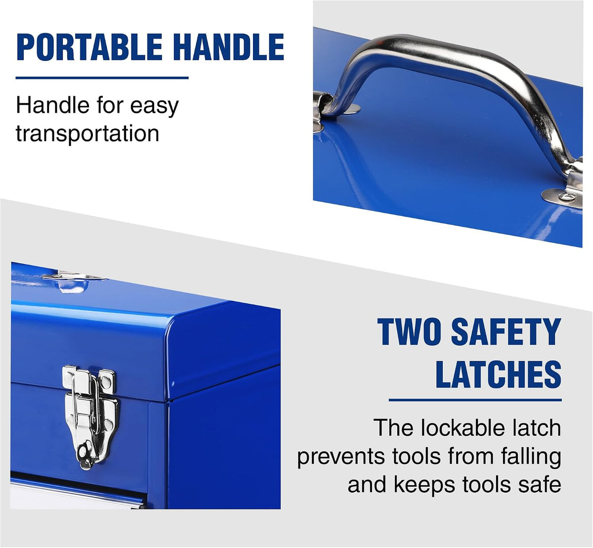 WORKPRO RM 18-Inch 2-Drawer Metal Tool Box – 18 Inch, Blue – Blue / 18 Inch – product detail