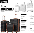 Coolife YD000013 Hardside Luggage Set – 3 Piece Set (20/24/28in), Apricot Black – product detail