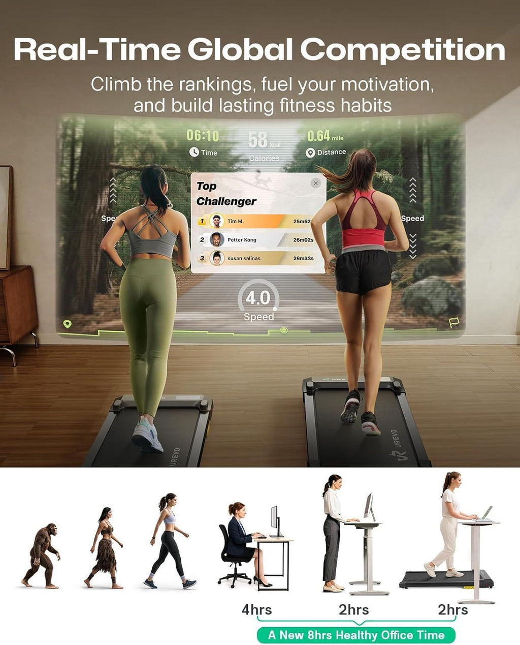 UREVO URTM041 Walking Treadmill – Black – product detail