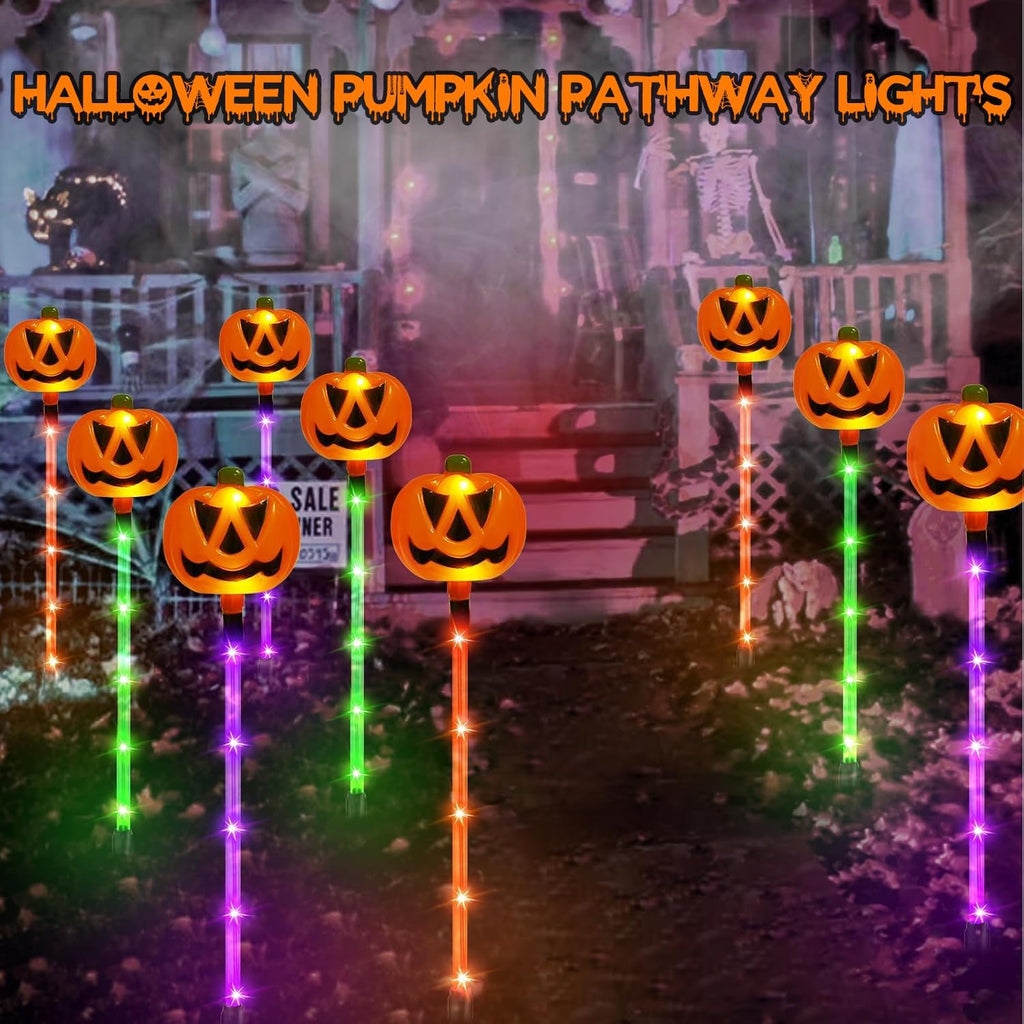 SANJICHA SJC-Pumpkin Solar Halloween Pumpkin Path Lights – 12 Pack, Orange Purple and Green – 12 Pack / Orange Purple and Green – product detail