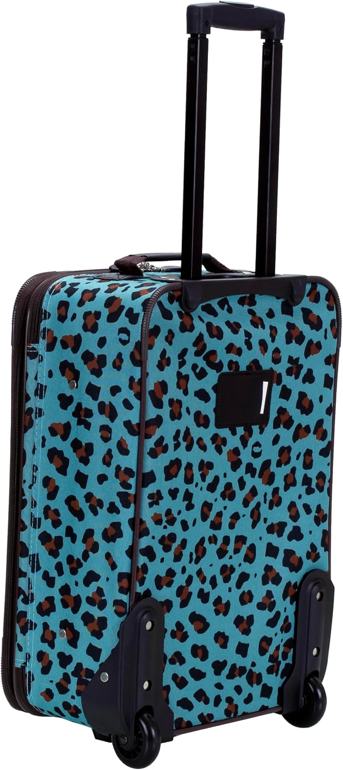 Rockland F102-BLUELEOPARD Softside Luggage Set – 2 Piece (19"/14" Tote), Blue Leopard – Blue Leopard / 2 Piece (19"/14" Tote) – product detail