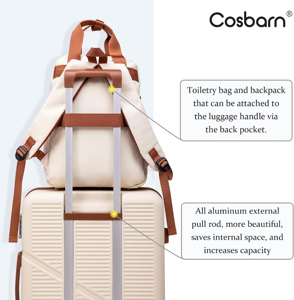 Cosbarn JL-ABS20/24/28SJB-Pink Hardside Luggage Set – 5 Piece Sets (20/24/28/BP/TB), RoseGold – RoseGold / 5 Piece Sets (20/24/28/BP/TB) – product detail