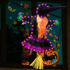 ILLUMINEW 001 Solar-Lighted Halloween Crashing Witch Decoration – Orange Purple – product detail