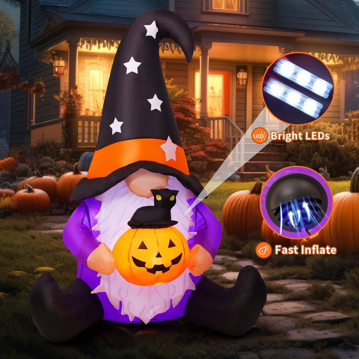 GOOSH 69496 5-Foot Halloween Gnome & Pumpkin Inflatable – purpole – product detail