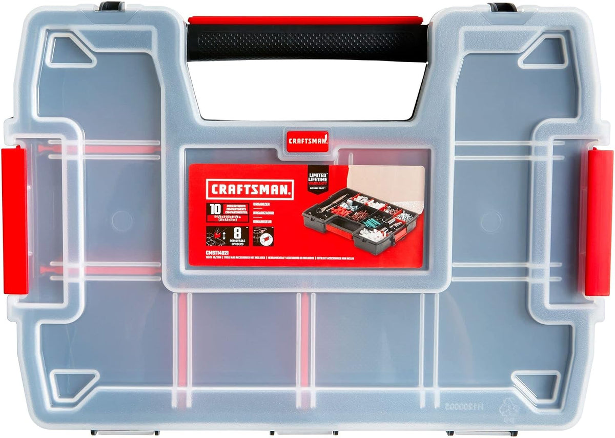 CRAFTSMAN CMST60964M 3-Pack 10-Compartment Parts Organizers – 3 Pack (11.5" L x 2.5" W x 8.5" H), black/red – 3 Pack (11.5" L x 2.5" W x 8.5" H) / black/red – product detail