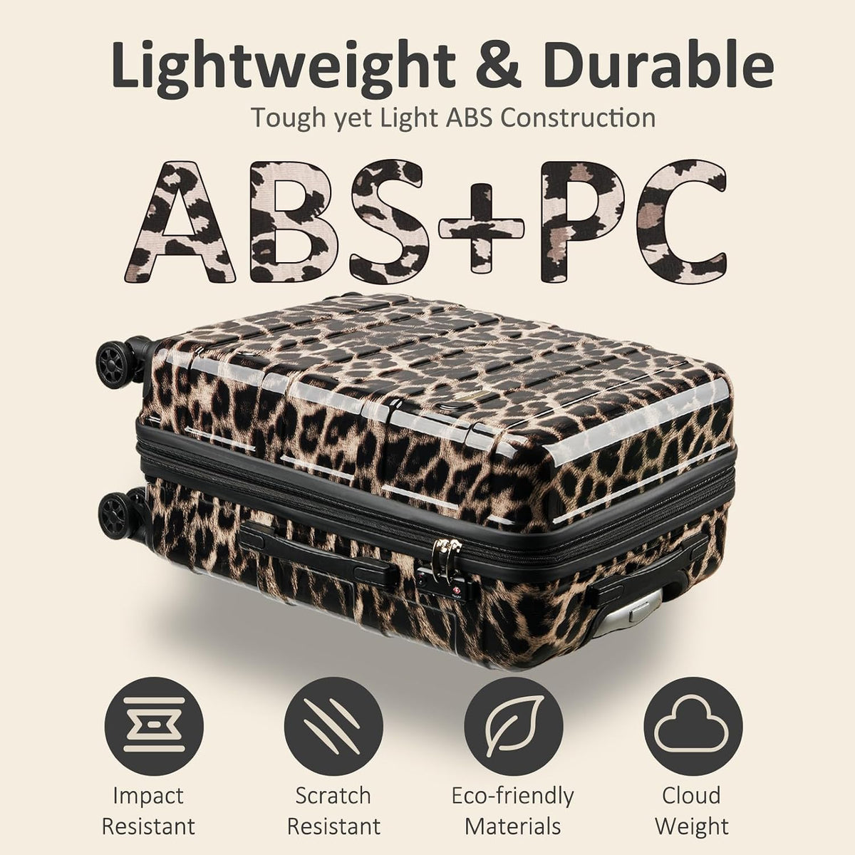 VIVIcity HW-BaoWen-20in Carry-On Suitcase – S (20 In Carry-on), Leopard Print – Leopard Print / S (20 In Carry-on) – product detail