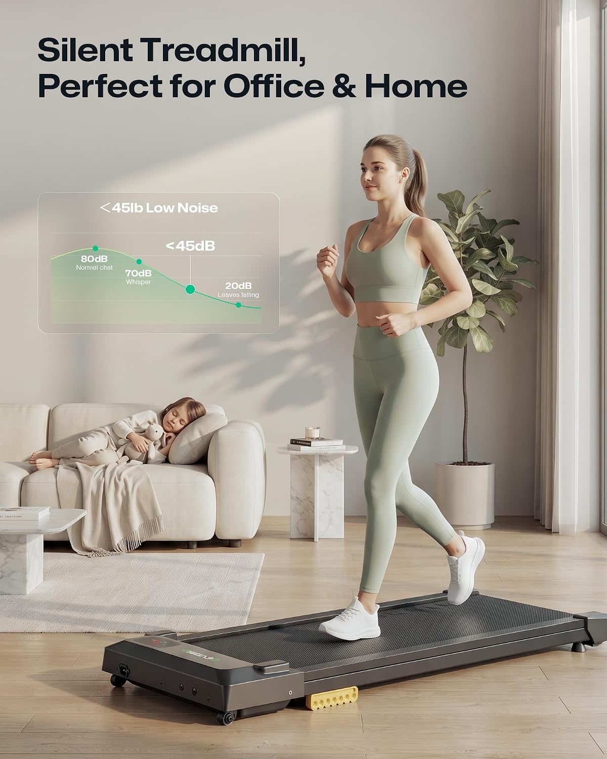 UREVO URTM025 Under-Desk Walking Treadmill – Black – product detail