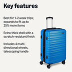 Amazon Basics Hardside Medium Checked Suitcase – Light Blue / Medium Checked – product detail