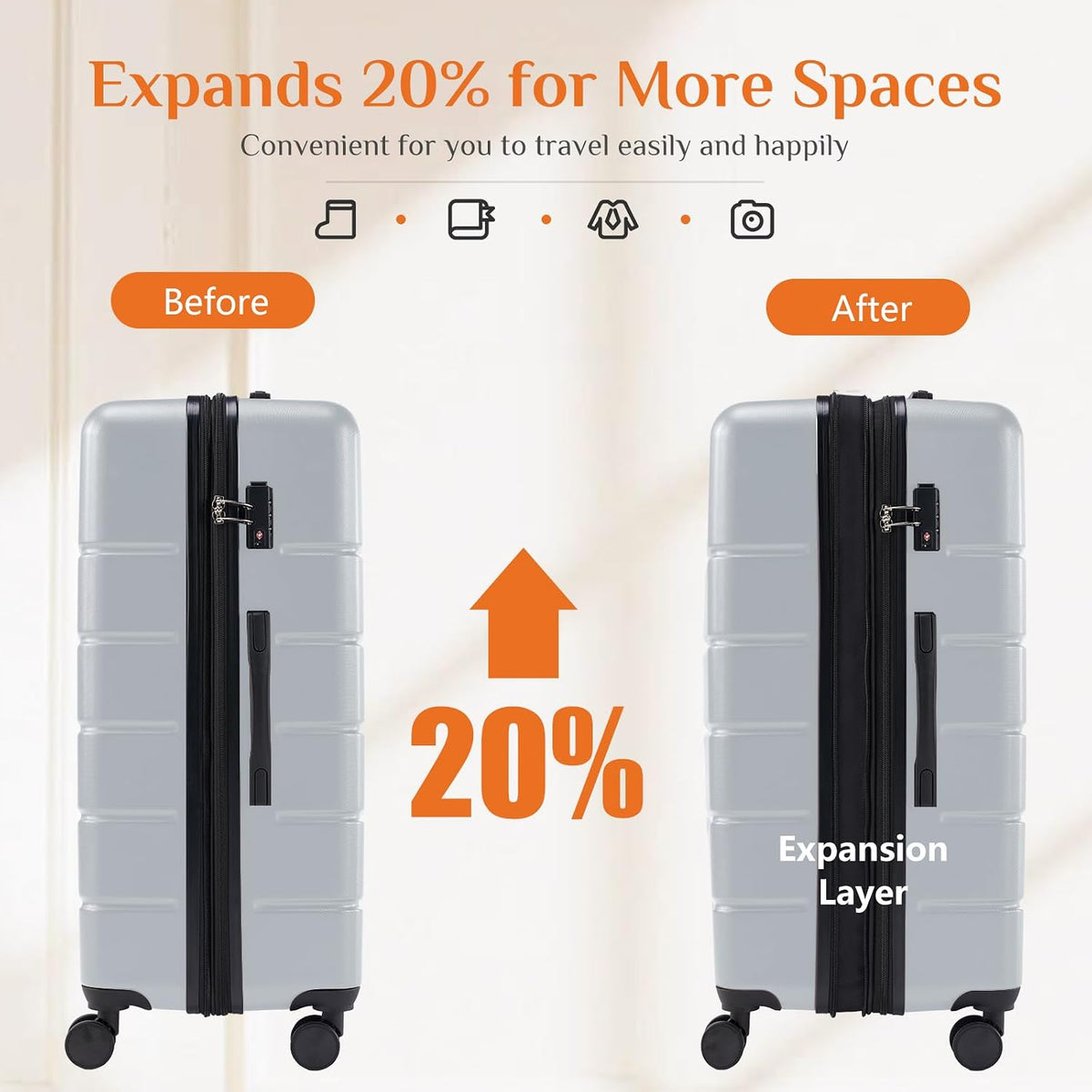 Sweetcrispy XLX-28LGY Suitcase – 28 Inch, Light Grey – Light Grey / 28 Inch – product detail