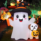 GOOSH 69655 5-Foot Halloween Ghost & Dog Inflatable – white, black, brown, multicolor