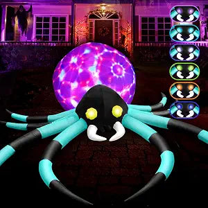 zukakii QM-WS-003 12-Foot Halloween Spider Inflatable – Cyan