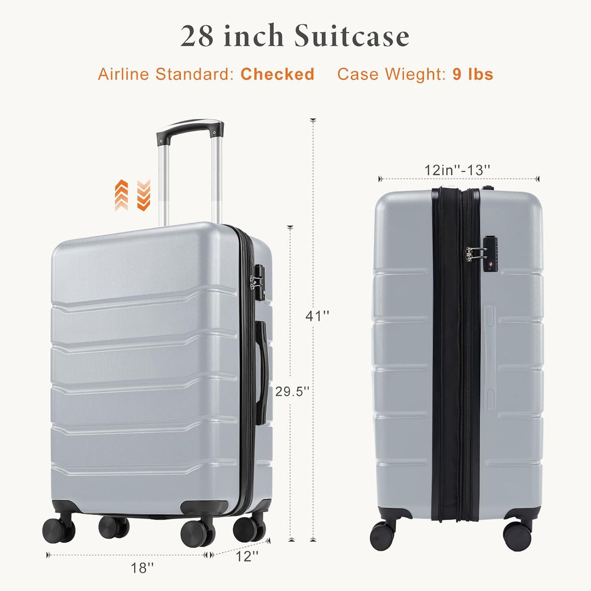 Sweetcrispy XLX-28LGY Suitcase – 28 Inch, Light Grey – Light Grey / 28 Inch – product detail