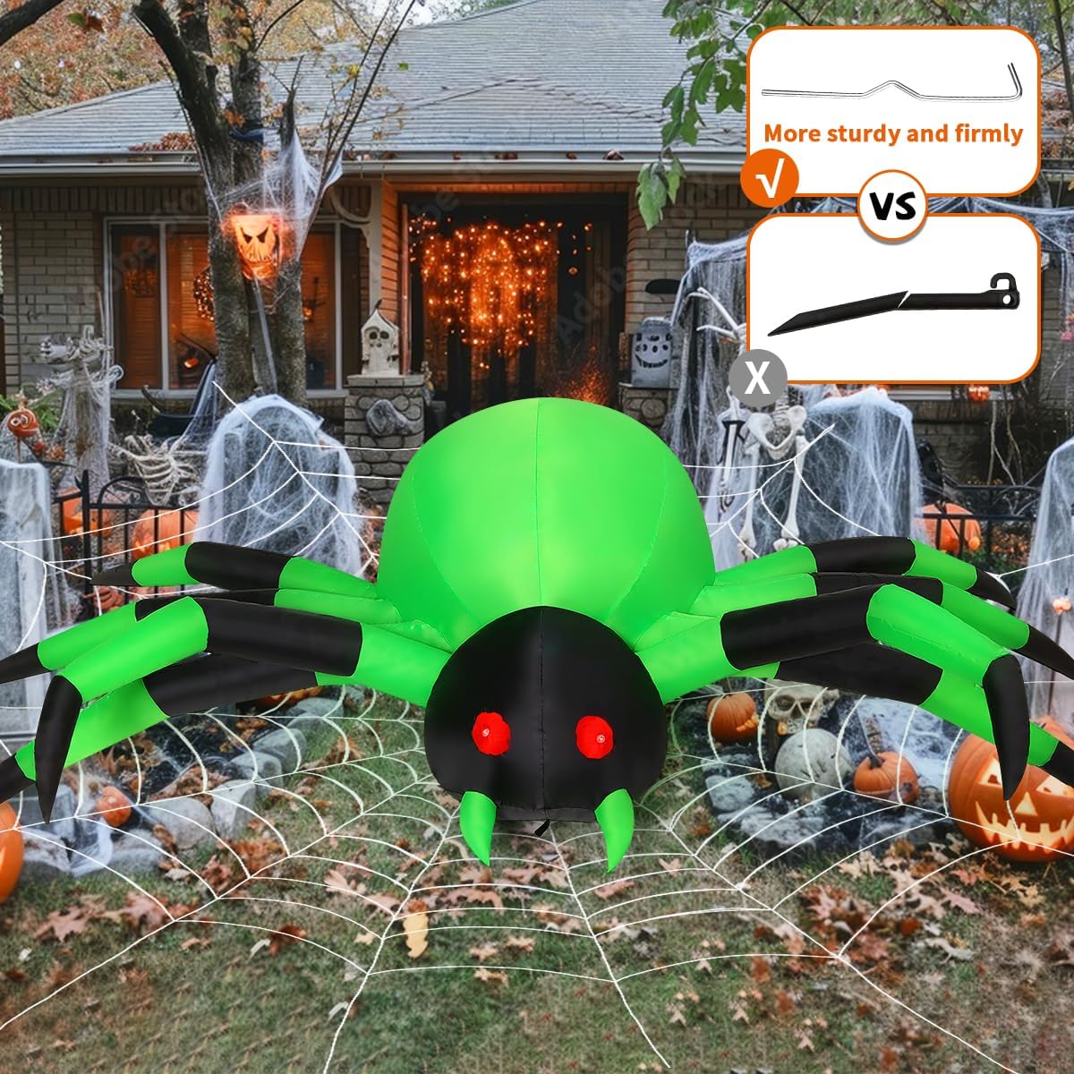 COMIN 9-Foot Halloween Spider Inflatable – Green – product detail