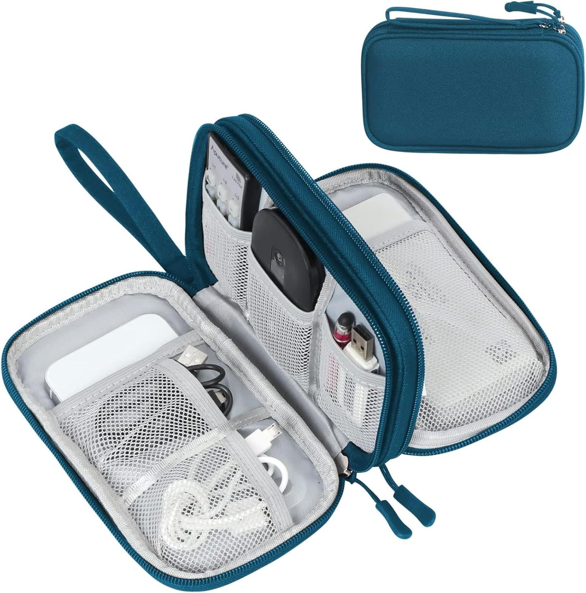 FYY Two-Layer Tech Organizer Pouch, Dark Green