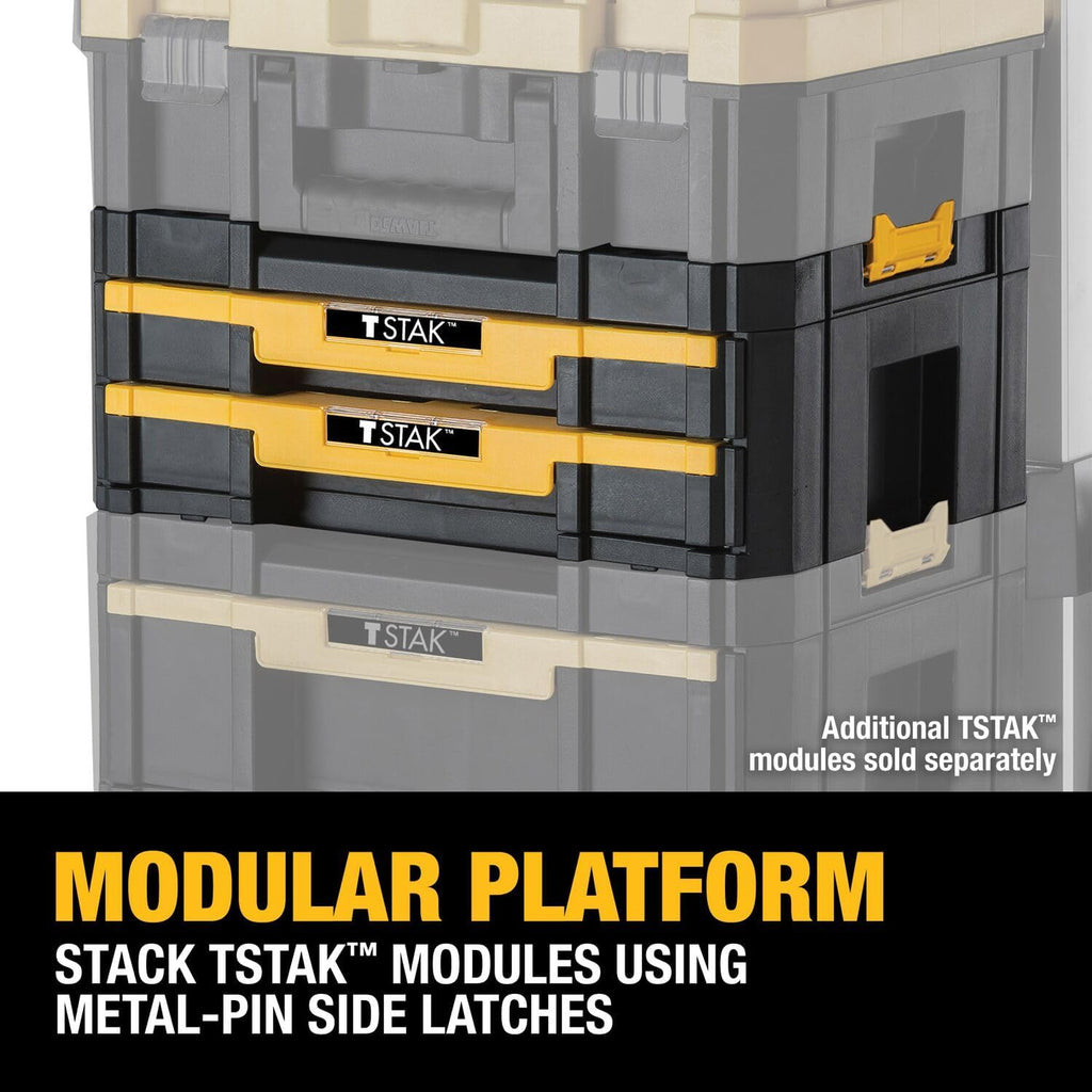 DEWALT DWST17804 TSTAK Double-Drawer Tool Organizer – 17.3 x 12.3 x 6.9 inches (Pack of 1), Black – 17.3 x 12.3 x 6.9 inches (Pack of 1) / Black – product detail