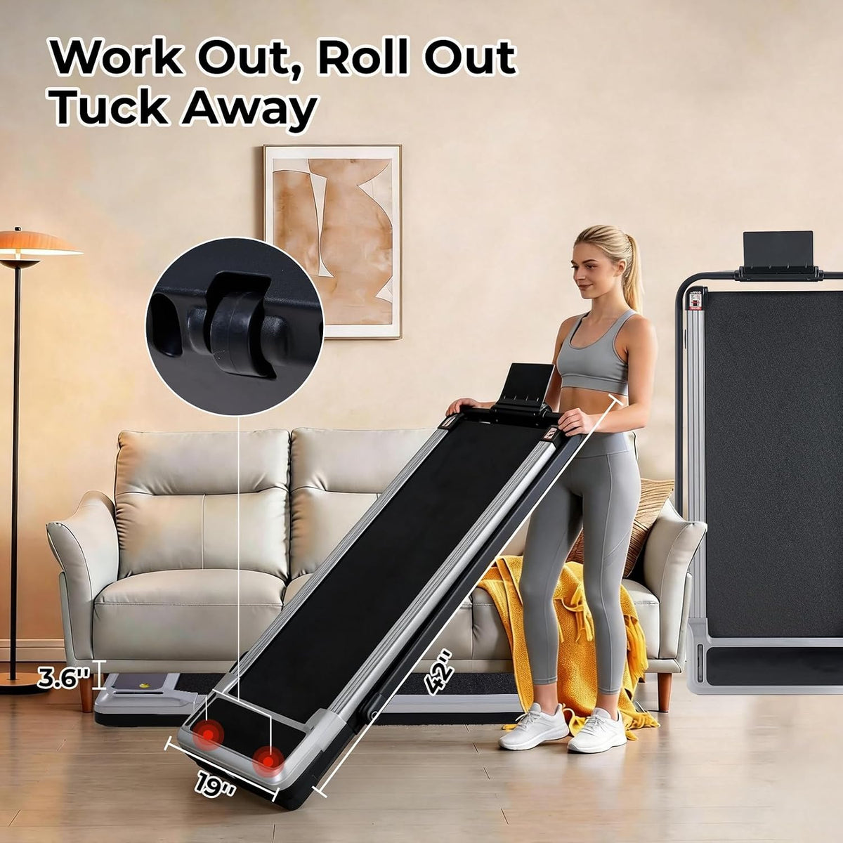 KMFurnila PBJ-FS01-SR2 Walking Treadmill – Steel Silver – product detail