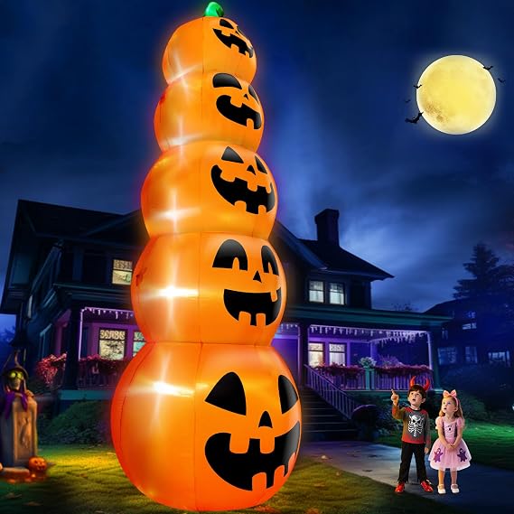 TURNMEON RH-120-2000U4-1 14-Foot Halloween Stacked Pumpkins Inflatable – Multicolor