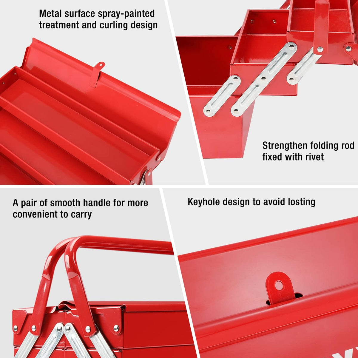 WORKPRO W082075AE 18-Inch Five-Tray Cantilever Tool Box – Red – product detail