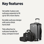 Amazon Basics Hardside Luggage Set – 3-Piece Luggage Set, Black – Black / 3-Piece Luggage Set – product detail