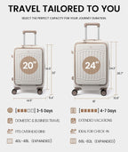 LOVEVOOK Hardside Carry-On Suitcase – 20 Inch-Carry on, White-Khaki – White-Khaki / 20 Inch-Carry on – product detail