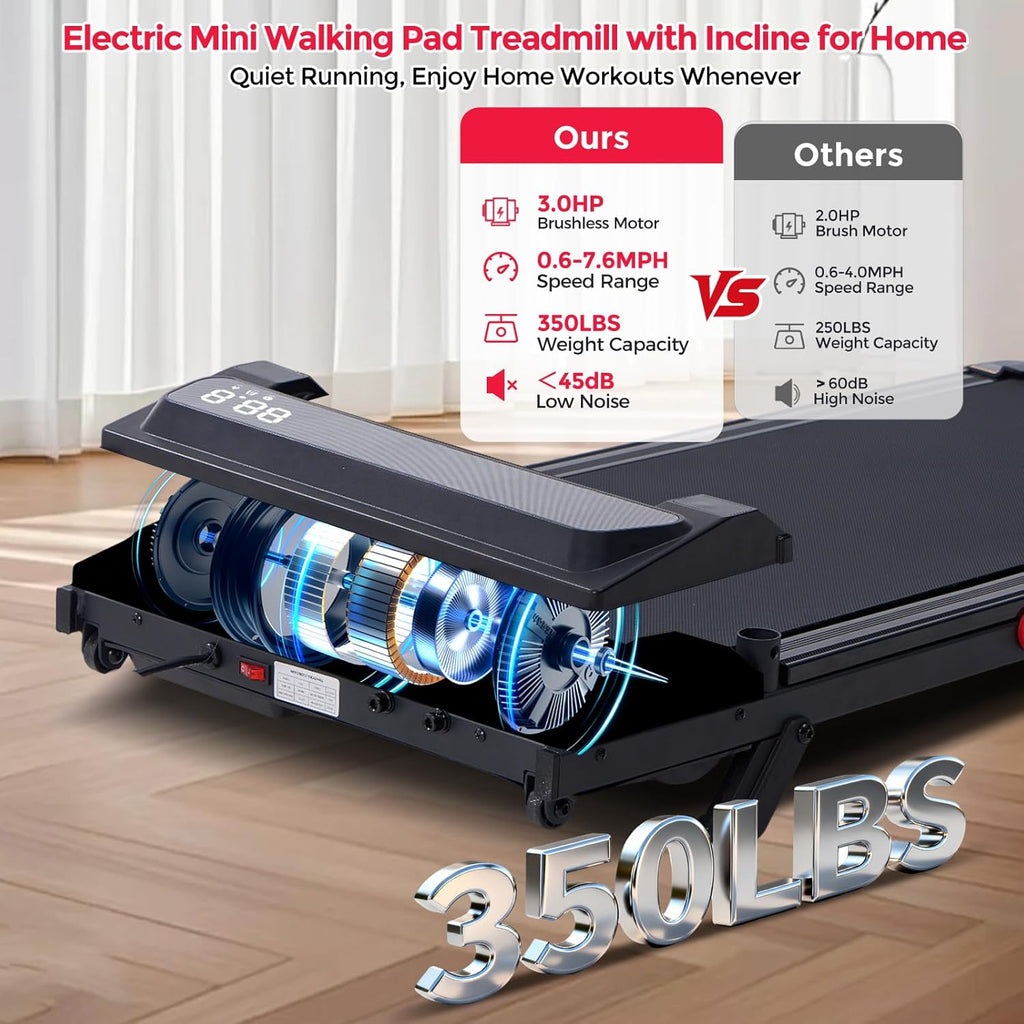Potupus V300-DYV Under-Desk Walking Treadmill – Black-A1 – product detail