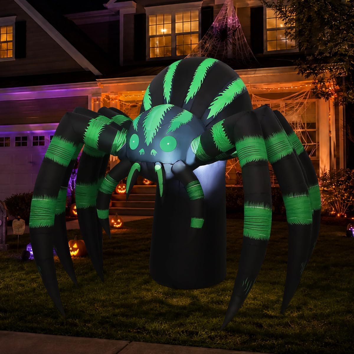 GOOSH 69762-P 7-Foot Halloween Spider Inflatable – Green – product detail