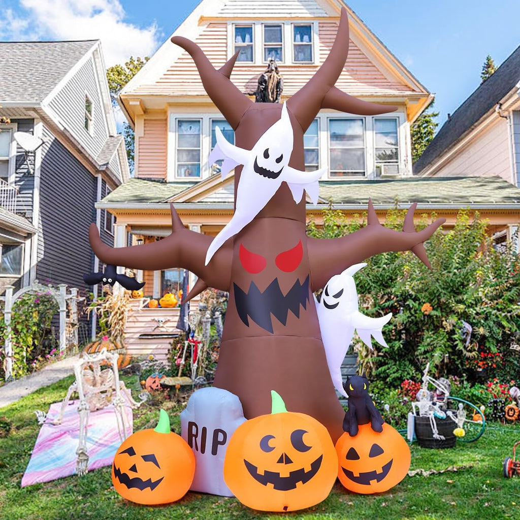 GOOSH 69461 12-Foot Halloween Dead Tree & Pumpkin & Ghost Inflatable – Brown – product detail